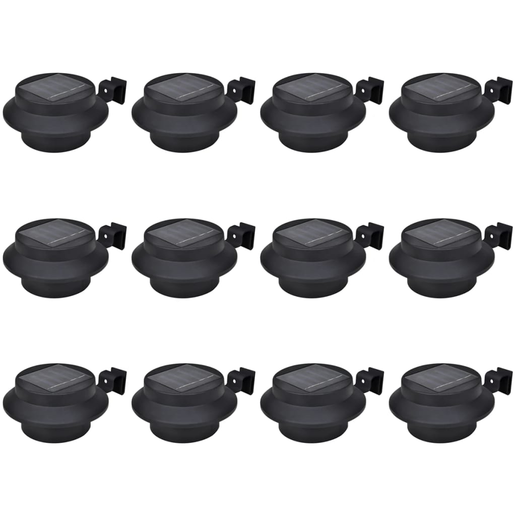 vidaXL lámparas solares para valla exterior 12 uds LED negro