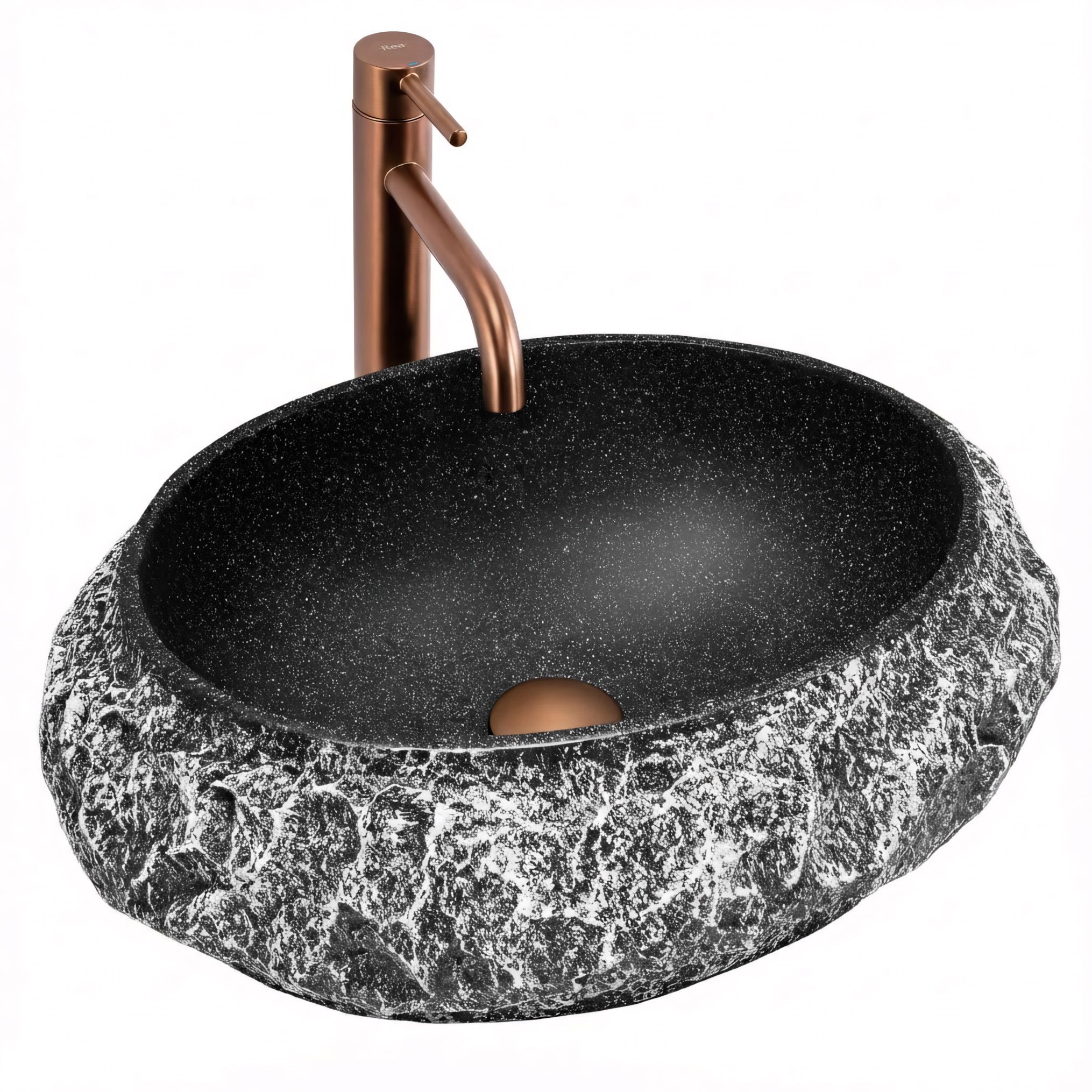 Rea lavabo sobre encimera mika gabro black, 50x38x15 cm