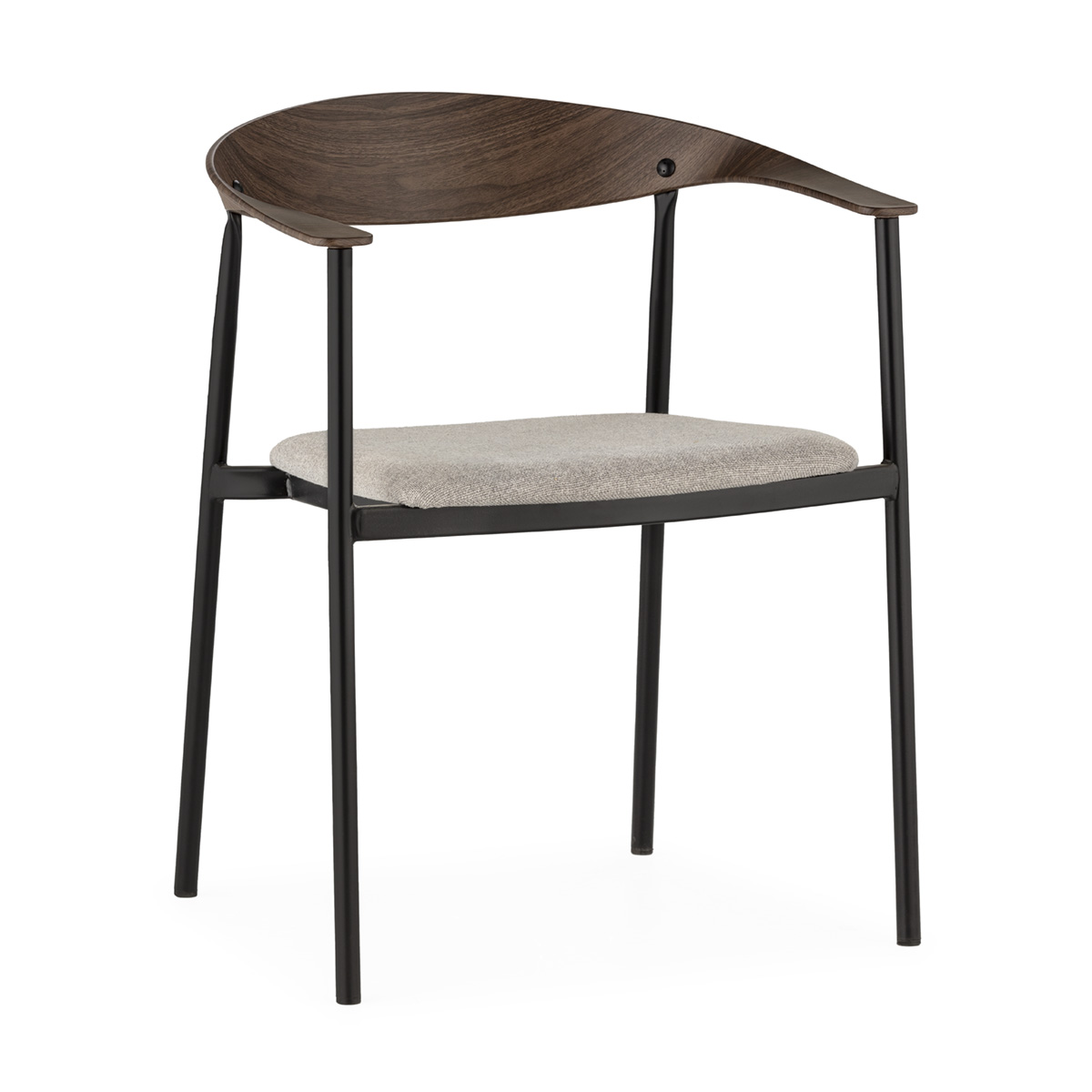 Silla apilable 60,5x53x75,5 metal imitacion madera, negro, tela he580-12 gr
