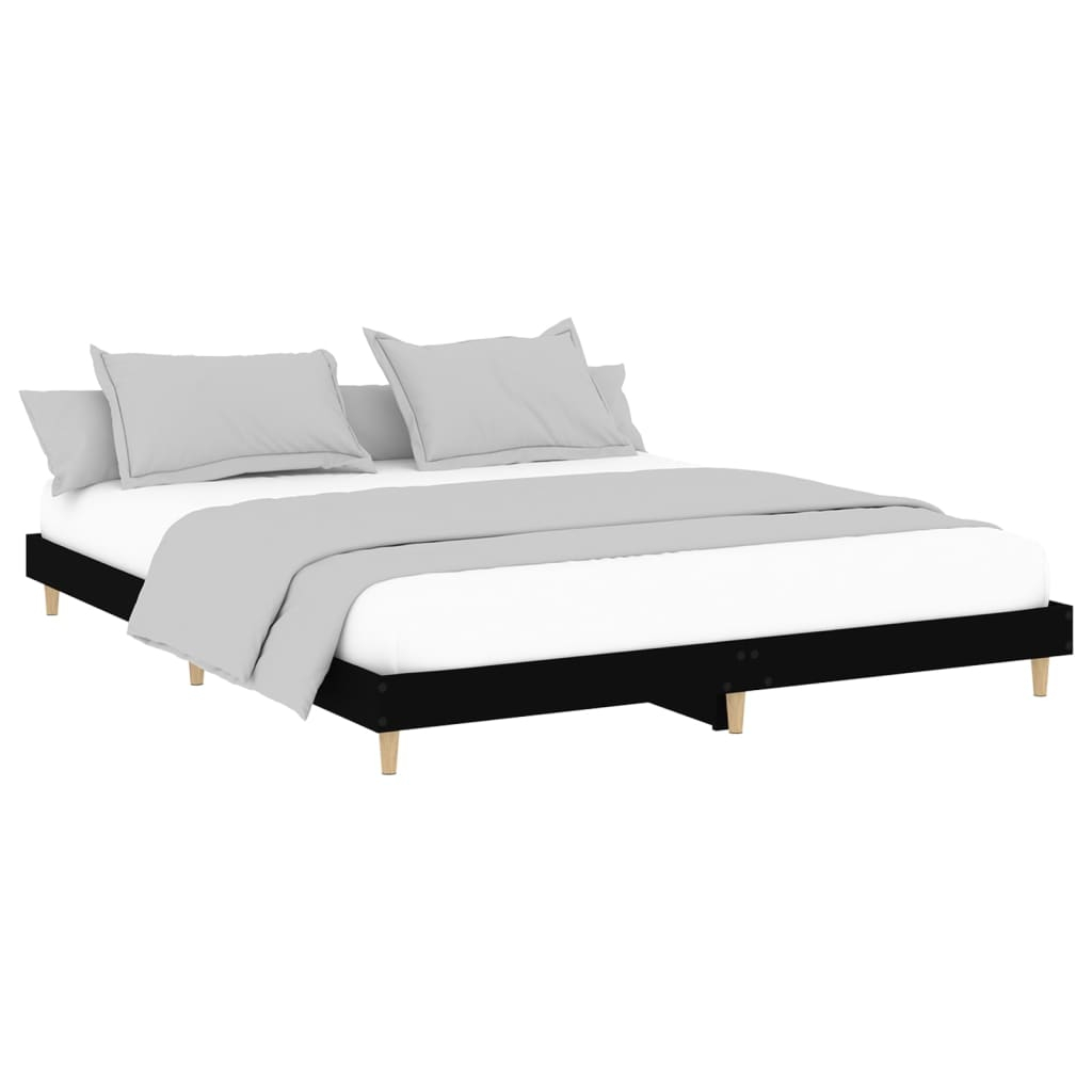 vidaXL estructura de cama madera de ingeniería negra 150x200 cm