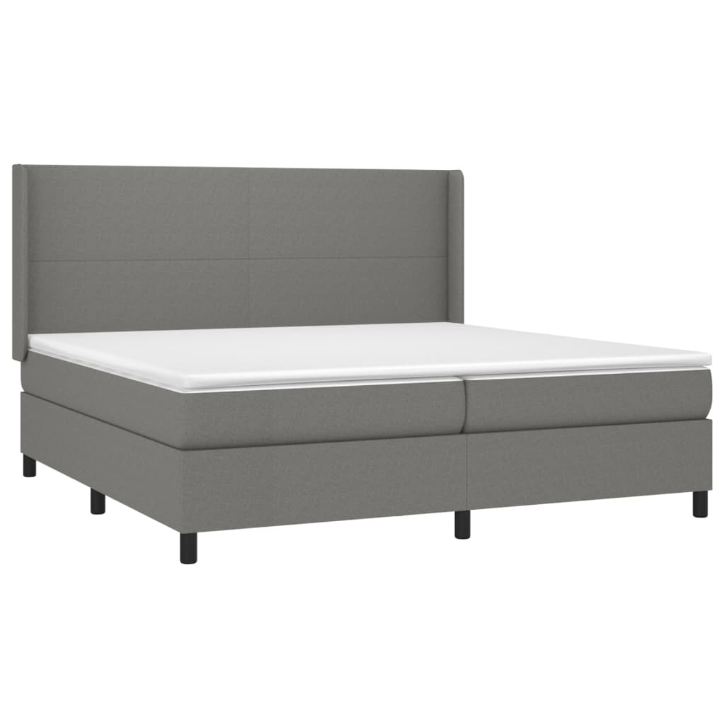 vidaXL cama box spring colchón y luces LED tela gris claro 200x200 cm
