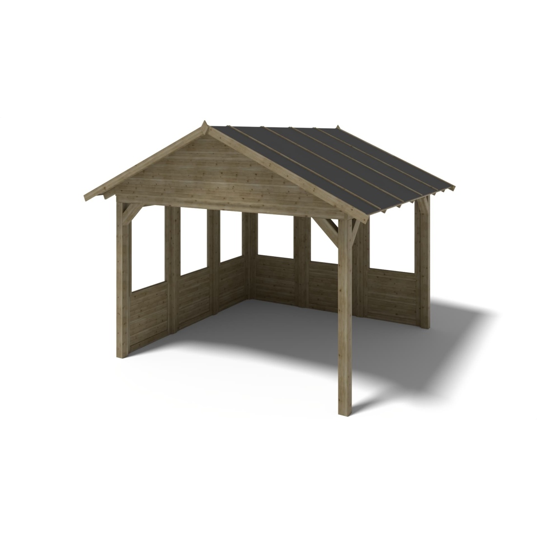 Pérgola de jardín 4.04x4.04 m con paneles - impregnada - alt126