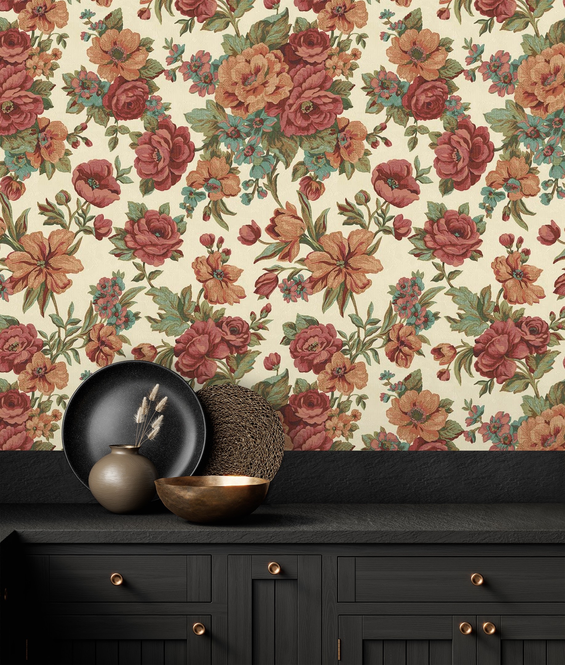 Papel pintado gaulan flores románticas textura de tela tejida en 10.6m²