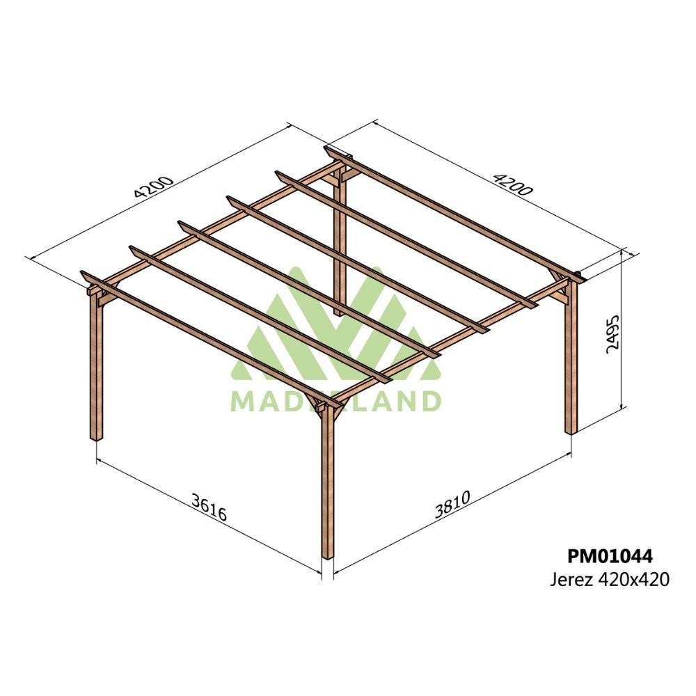 Pérgola de madera maciza j erez (maderland) - gardeneas