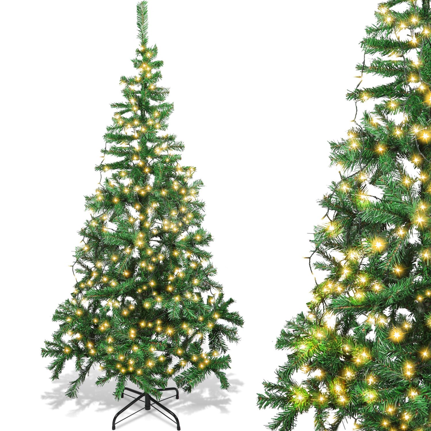 Aigostar 150cm árbol de navidad artificial,con cadena de luces LED de 13m