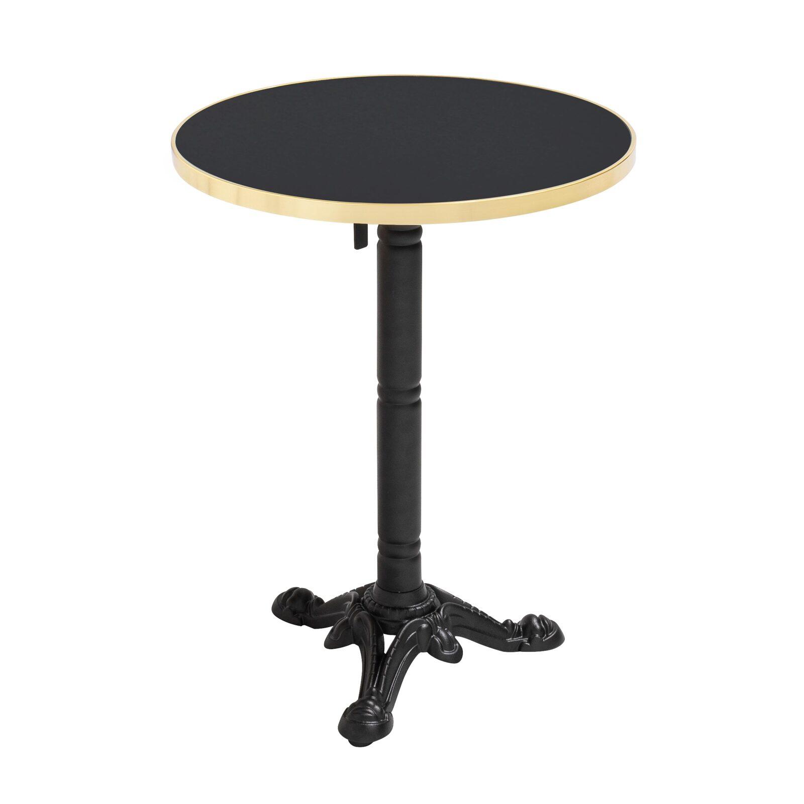 Mesa de comedor redonda 60 cm inclinable negro/dorado y pata negra