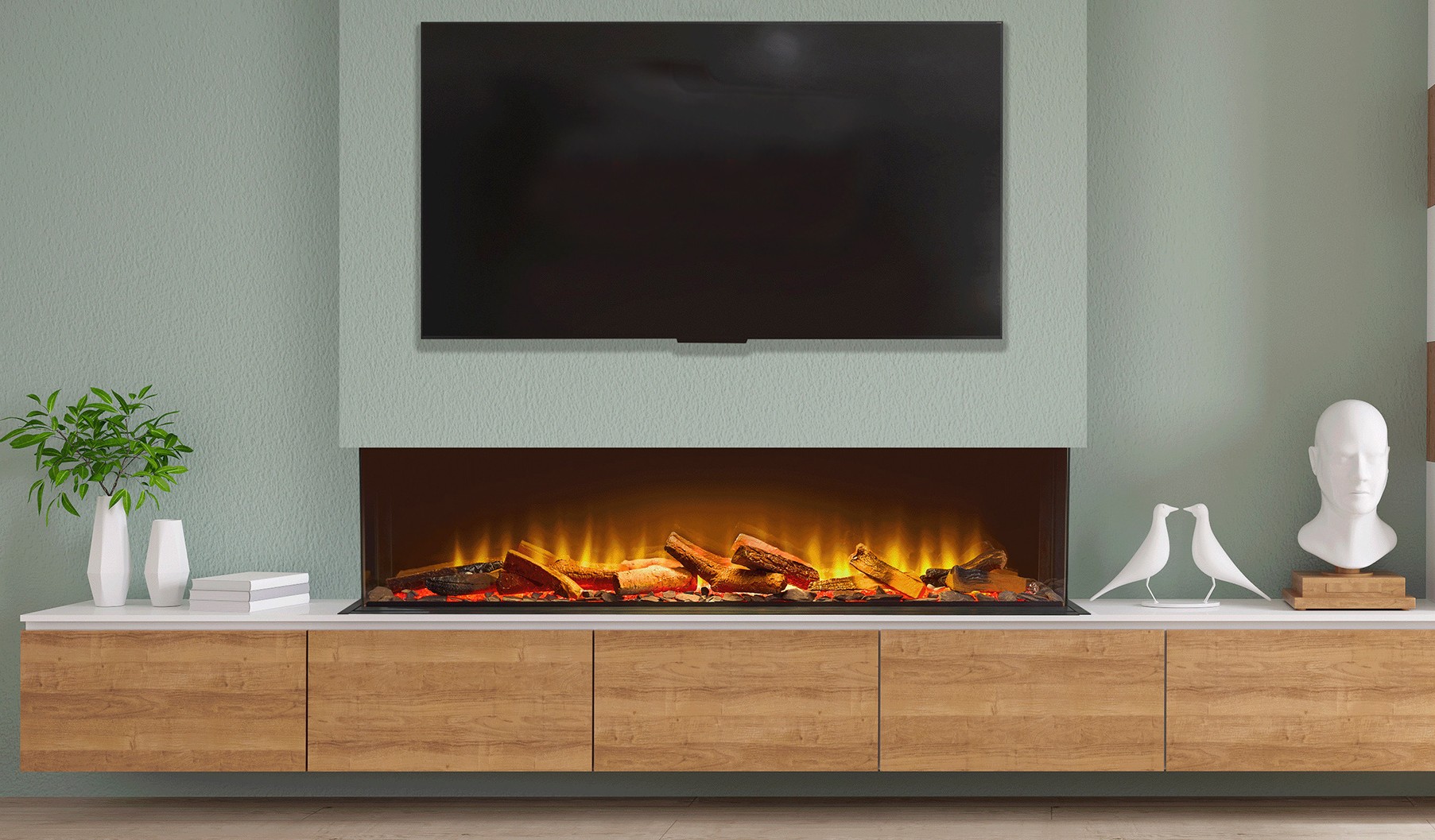 Chimenea eléctrica de pared panorámica acantha aspire 125
