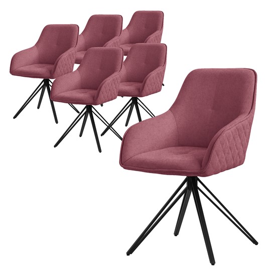 6x silla de comedor giratoria rosa tela tejida asiento ergonómico