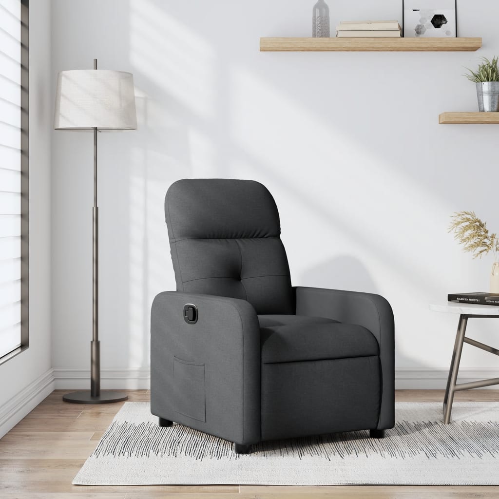 Sillón reclinable de tela gris oscuro qweo8002