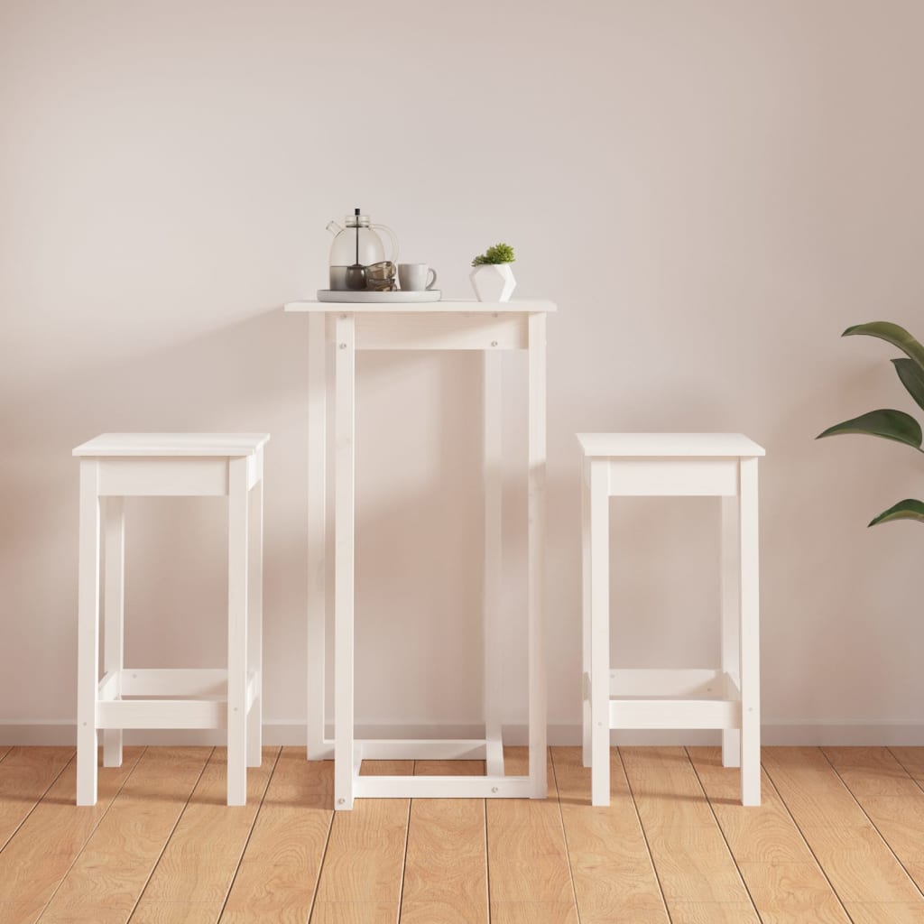 Set de bar 3 piezas madera maciza de pino blanco oif336896