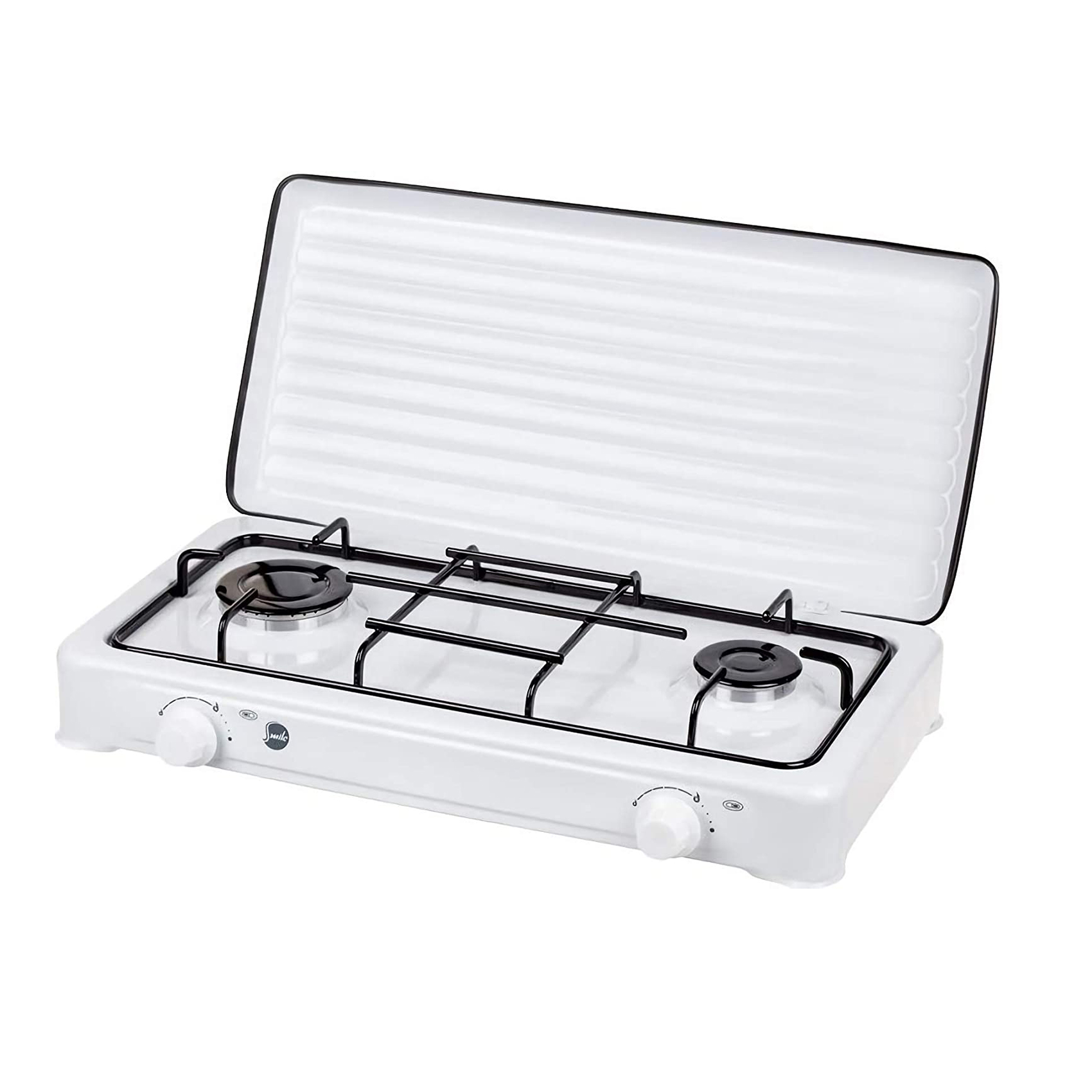 Cocina gas portátil camping, 2 quemadores, re mpm sml-kn-02/1k blanco