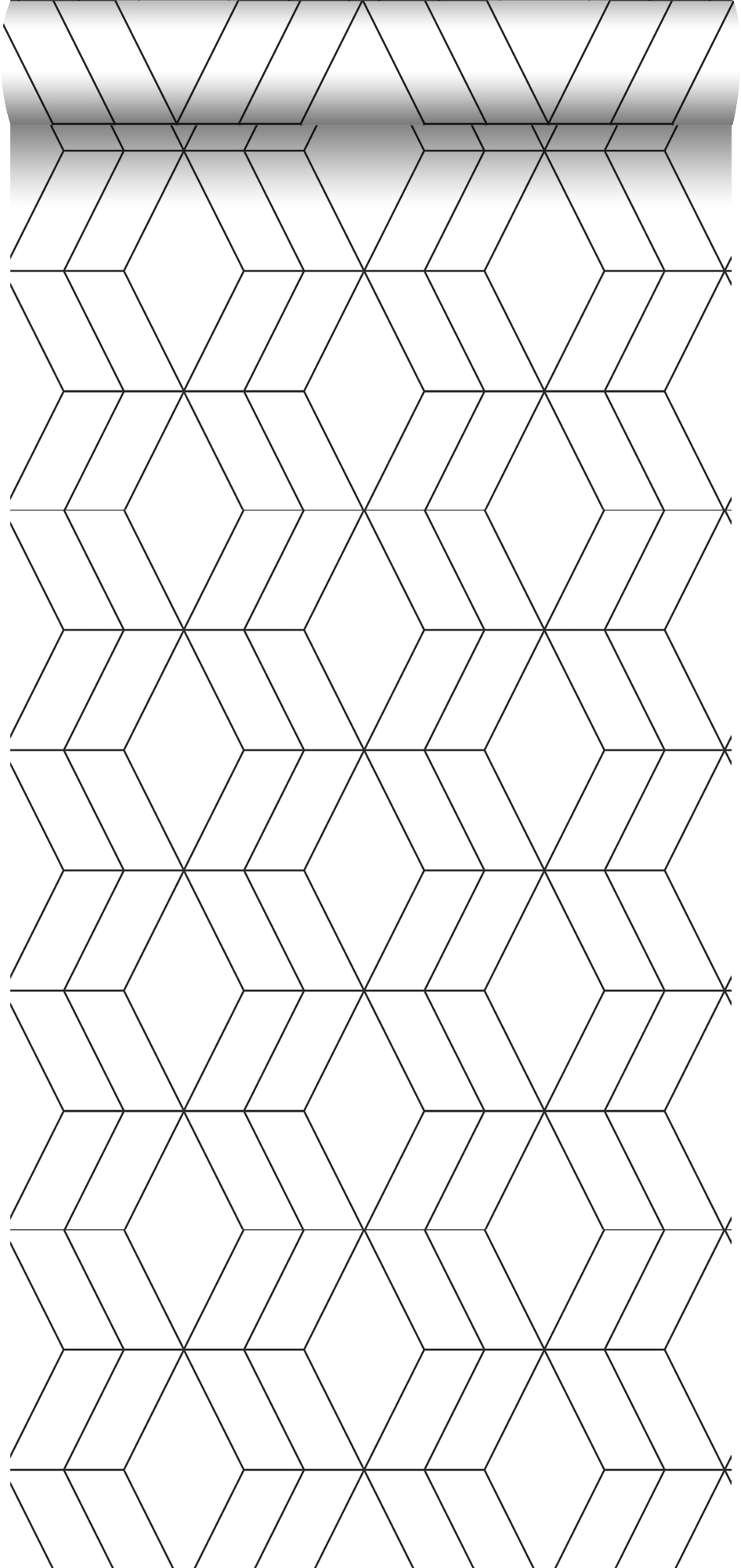 Walls4you papel pintado líneas gráficas blanco y negro - 53 cm x 10.05 m
