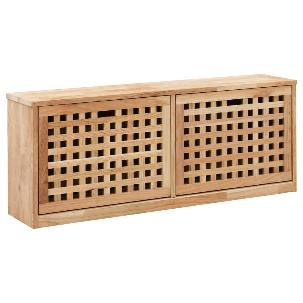 Banco zapatero de madera maciza de nogal 94x20x38 cm es4511