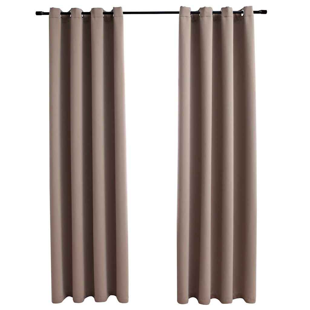 vidaXL cortinas opacas con anillas de metal 2 pzs gris topo 140x175 cm