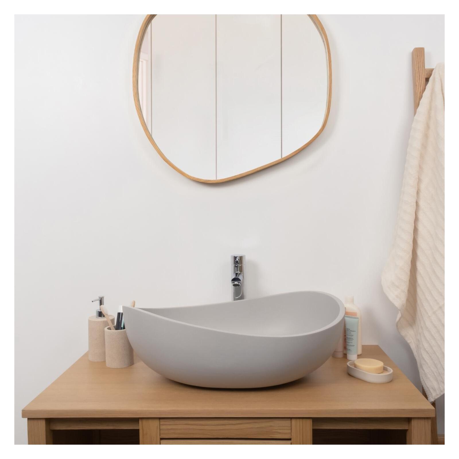 Lavabo sobre encimera iris de hormigón orgánico gris de 57x37 cm