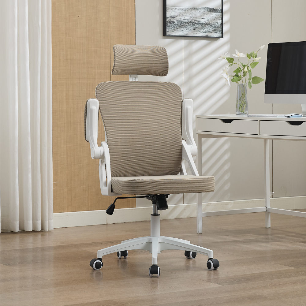 Silla oficina ergonómica caqui con respaldo de malla
