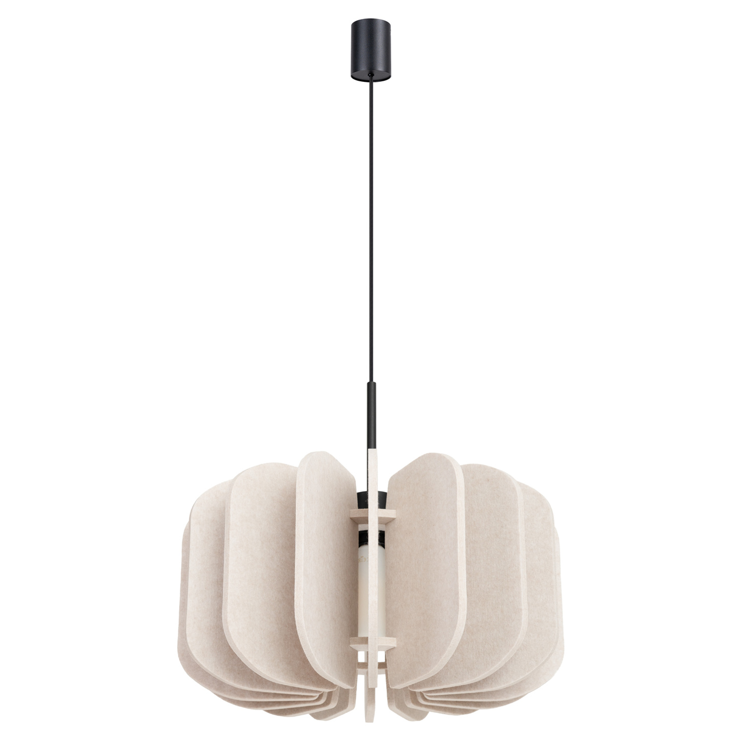 Lámpara colgante mula 1 beige/negro fieltro/acero 45x146x45cm