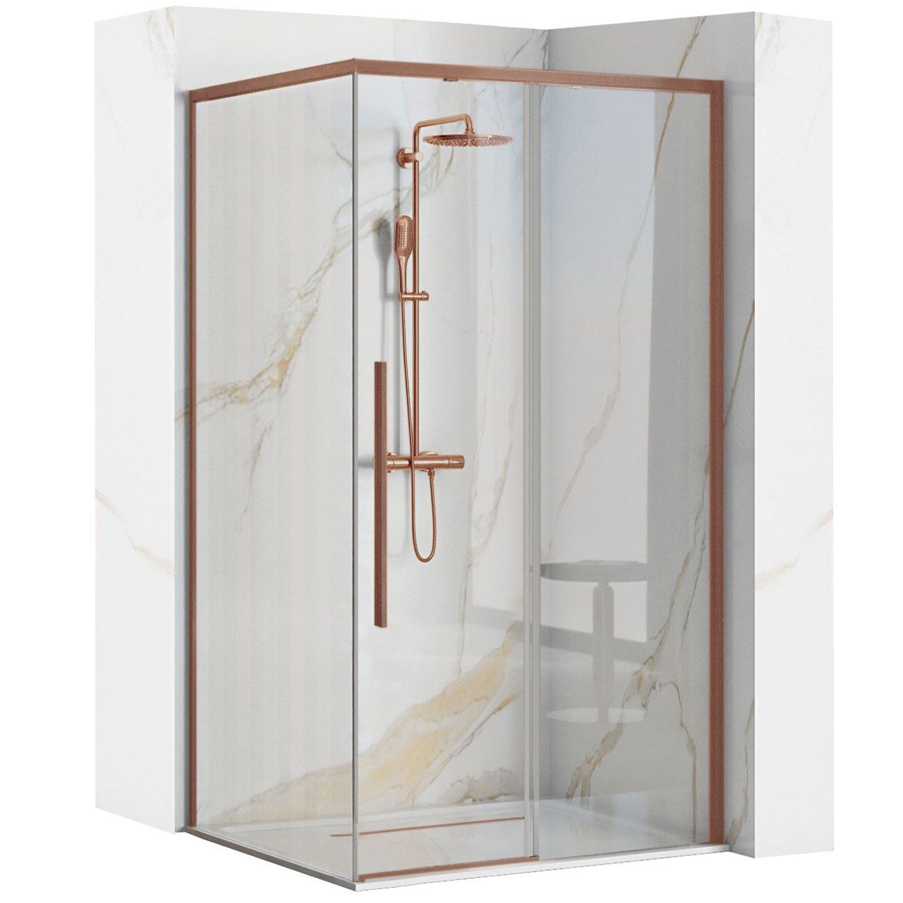 Cabina de ducha rea solar copper brush 90x90 con plato de ducha