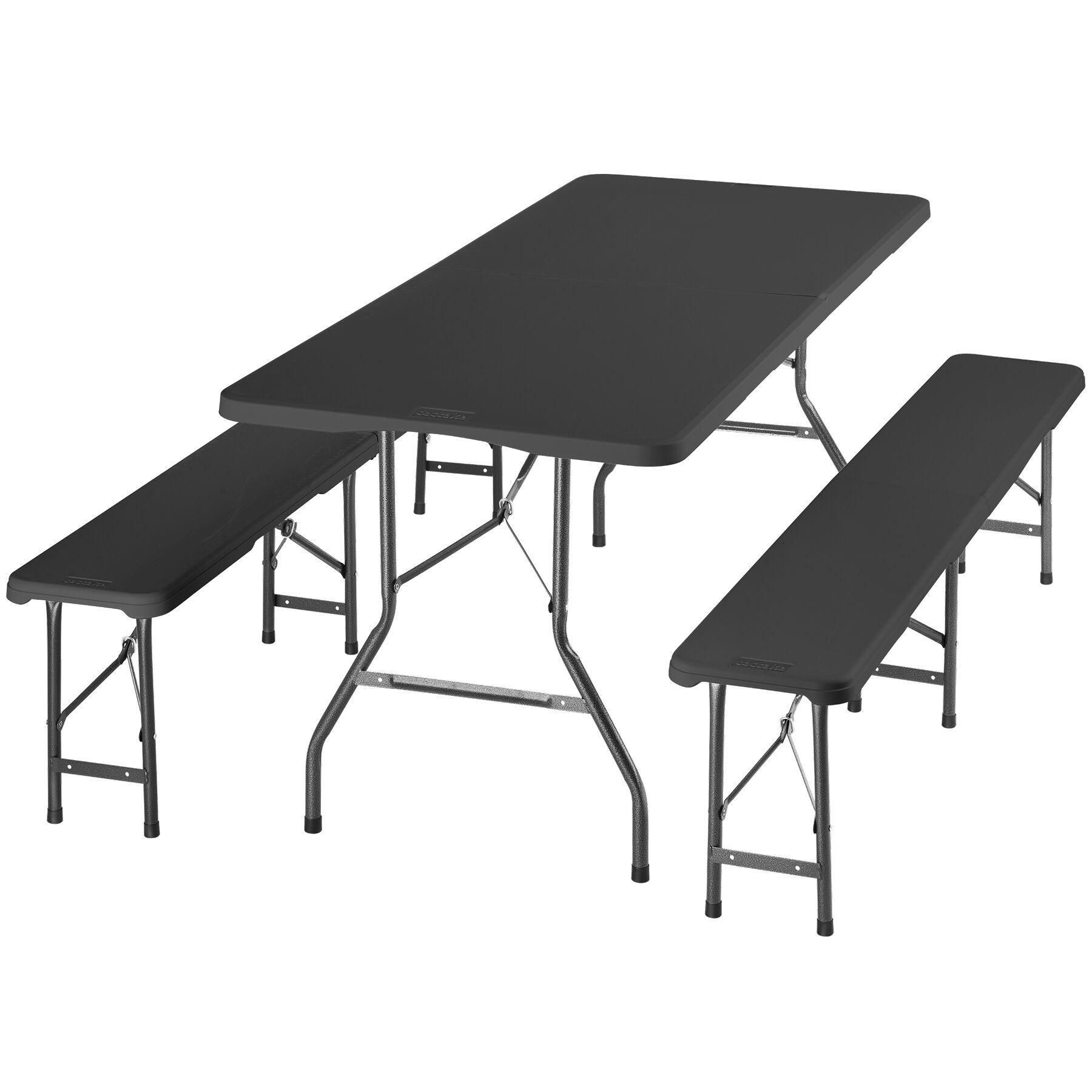 Tectake mesa y bancos camping, polietileno y acero, 180x70x74 cm, antracita