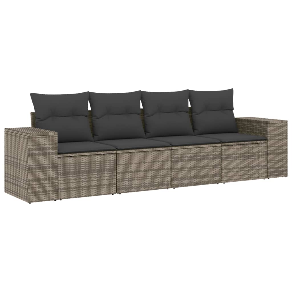 vidaXL set de sofás de jardín 4 pzas y cojines ratán sintético gris