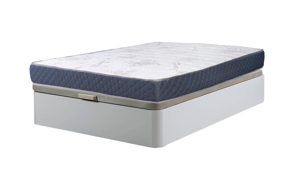 Cama canape abatible blanco 90x190 cm + colchon viscoelastico de 23 cm