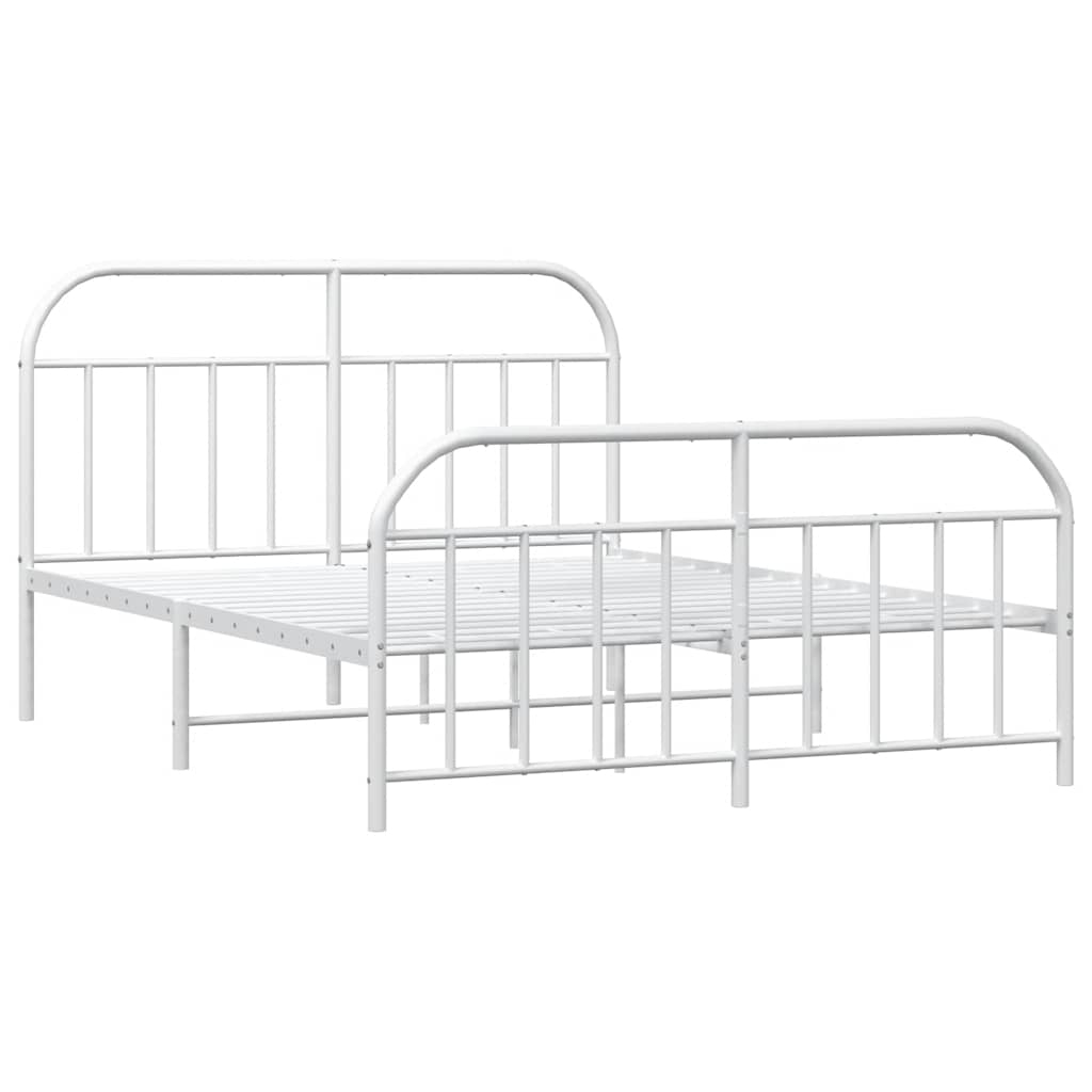 vidaXL estructura cama sin colchón con estribo metal blanco 135x190 cm