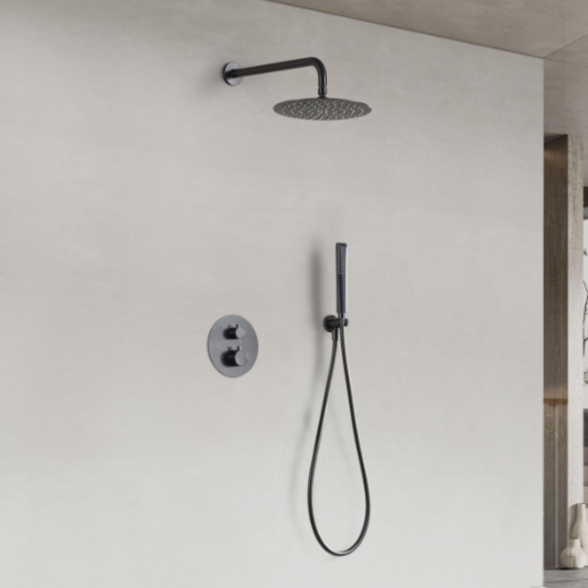 Imex - columna ducha empotrada termostática negra serie nápoles