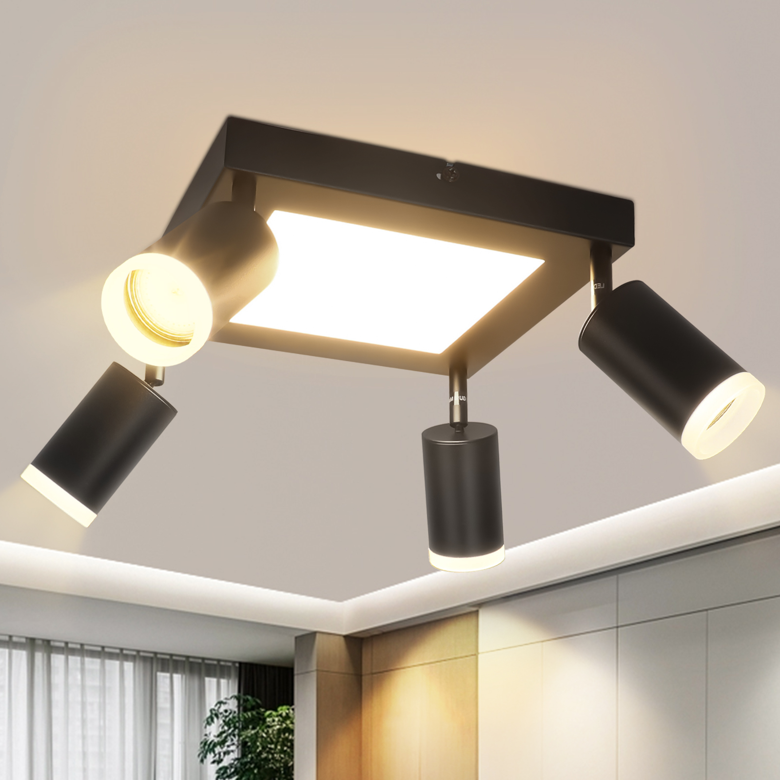 Nettlife lámpara de techo negro gu10 25x8