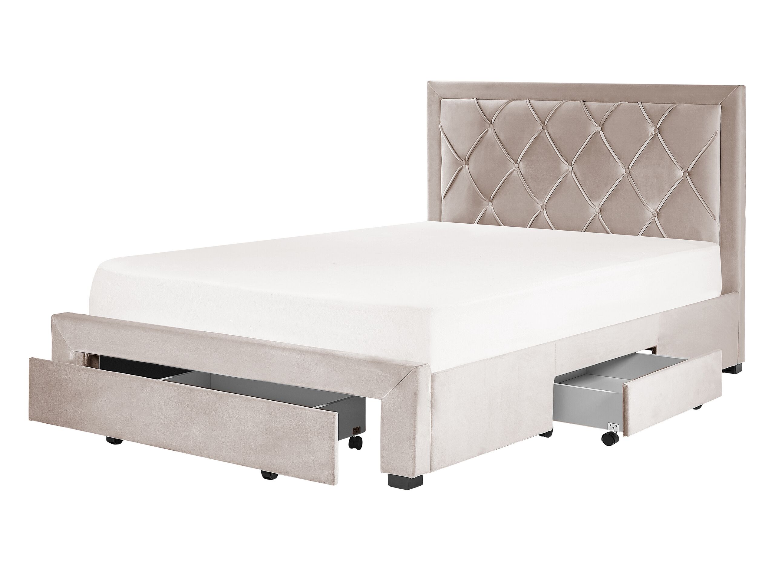 Cama con cajones lievin terciopelo beige 140 x 200 cm
