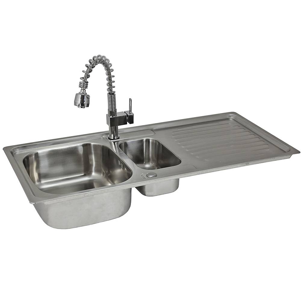 Fregadero de cocina en acero inoxidable 105cm x 50cm con grifo padstow