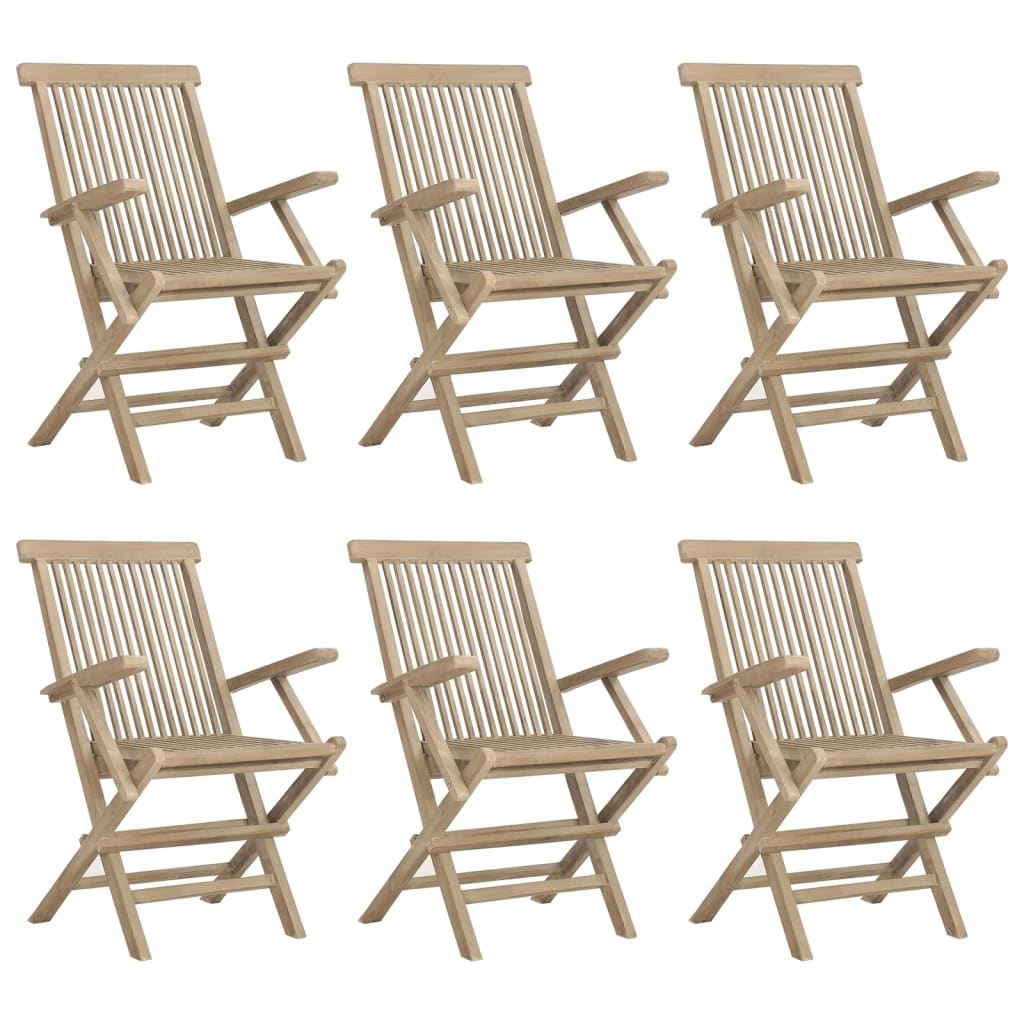 vidaXL sillas de jardín plegables 6 uds madera maciza teca 56x61x89 cm
