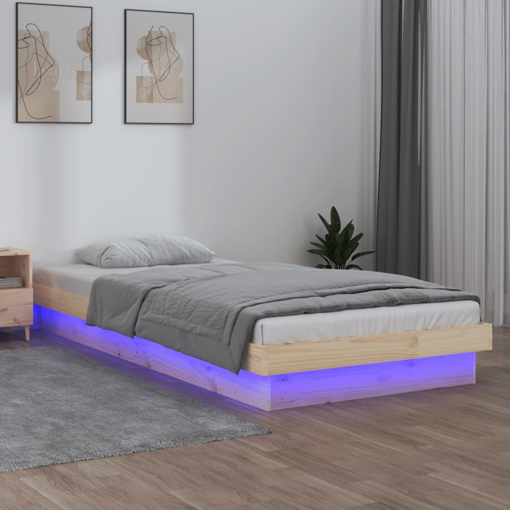 Cama individual LED sin colchón madera maciza es9335