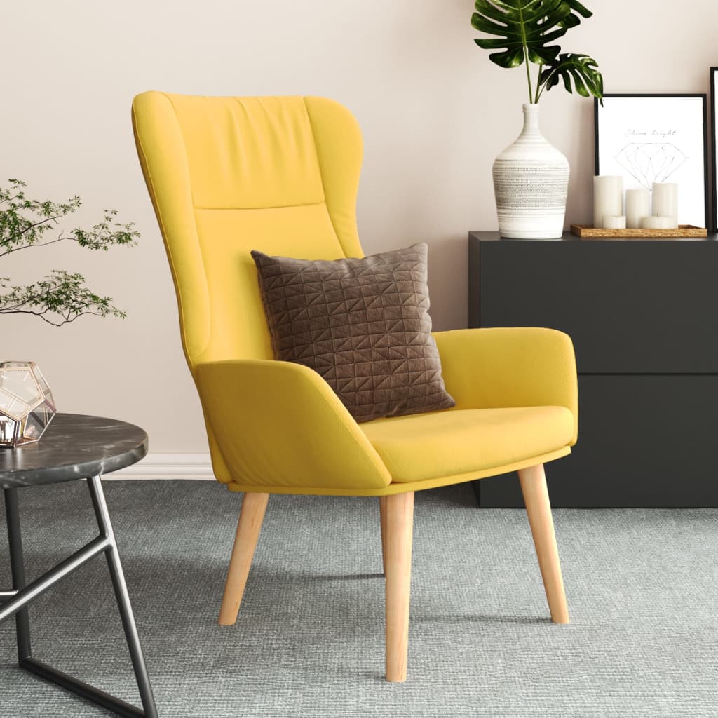 Sillón de relax de tela amarillo mostaza qweo2237