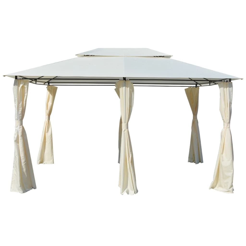 vidaXL marquesina de jardín con cortinas blanca 4x3 m