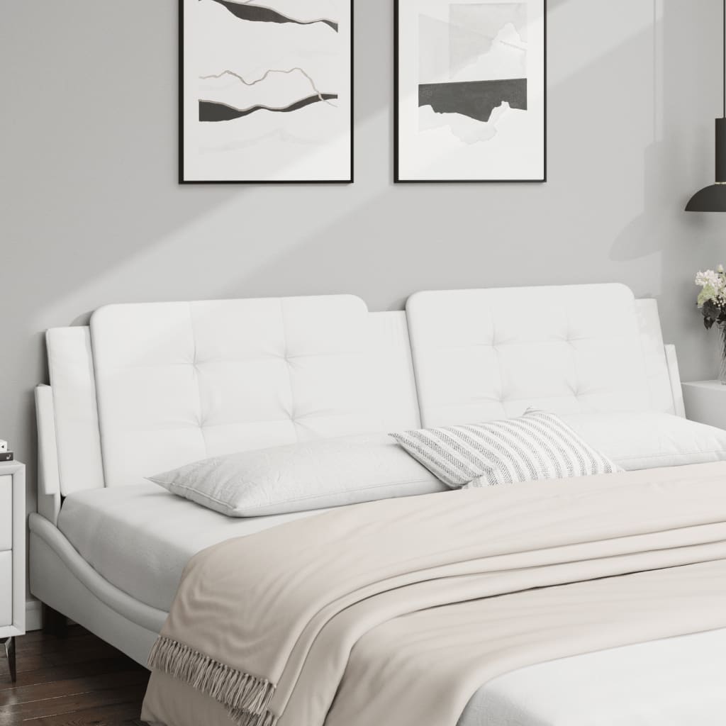 Cabecero de cama acolchado cuero sintético blanco 200 cm eso4902