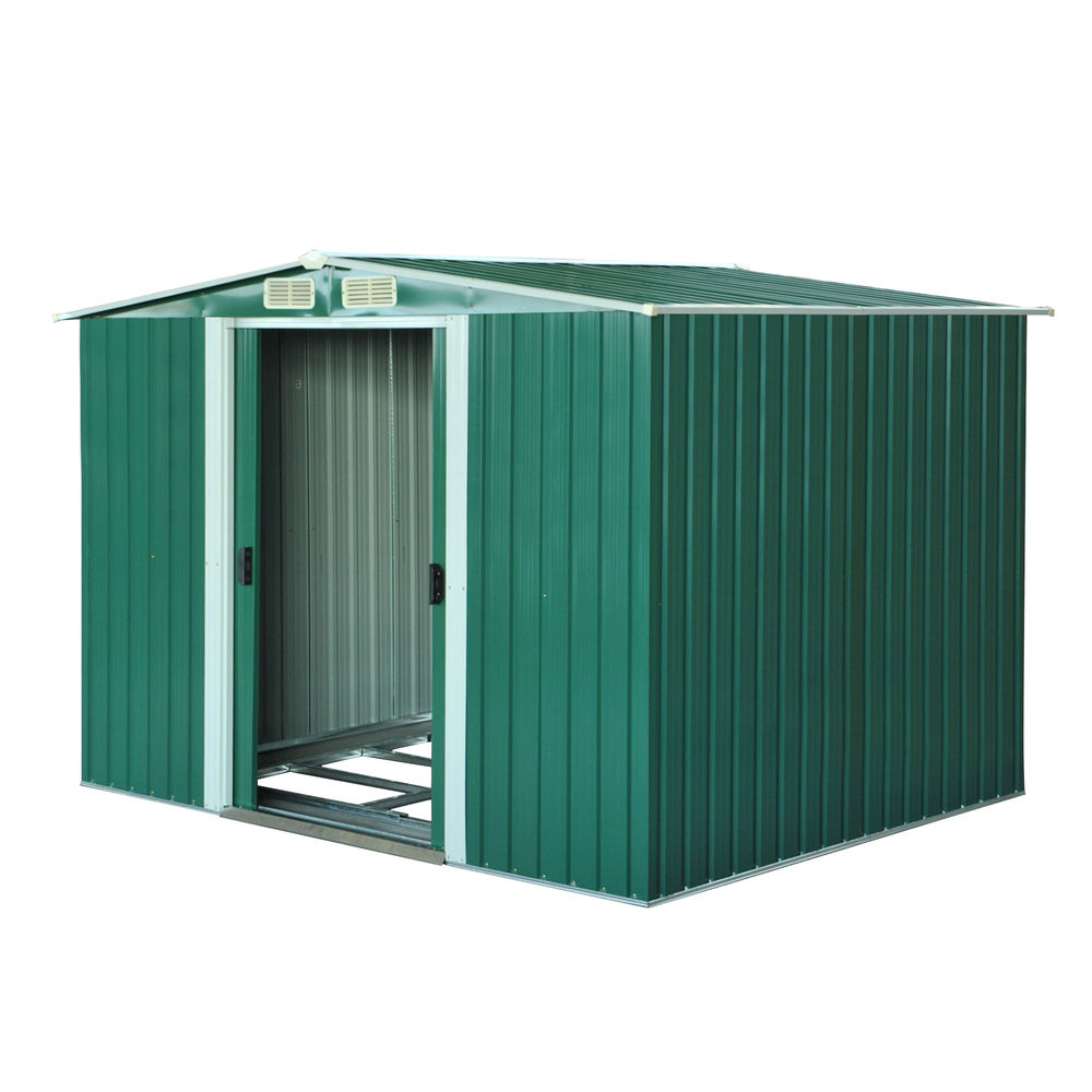 Caseta de jardín 258x206x178 cm acero y plástico color verde Outsunny