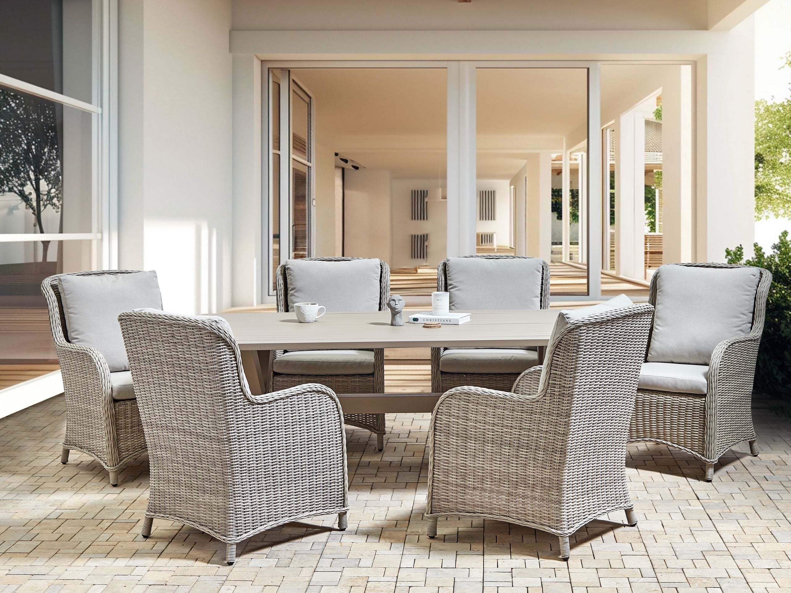 Conjunto de comedor gris pardo cascais