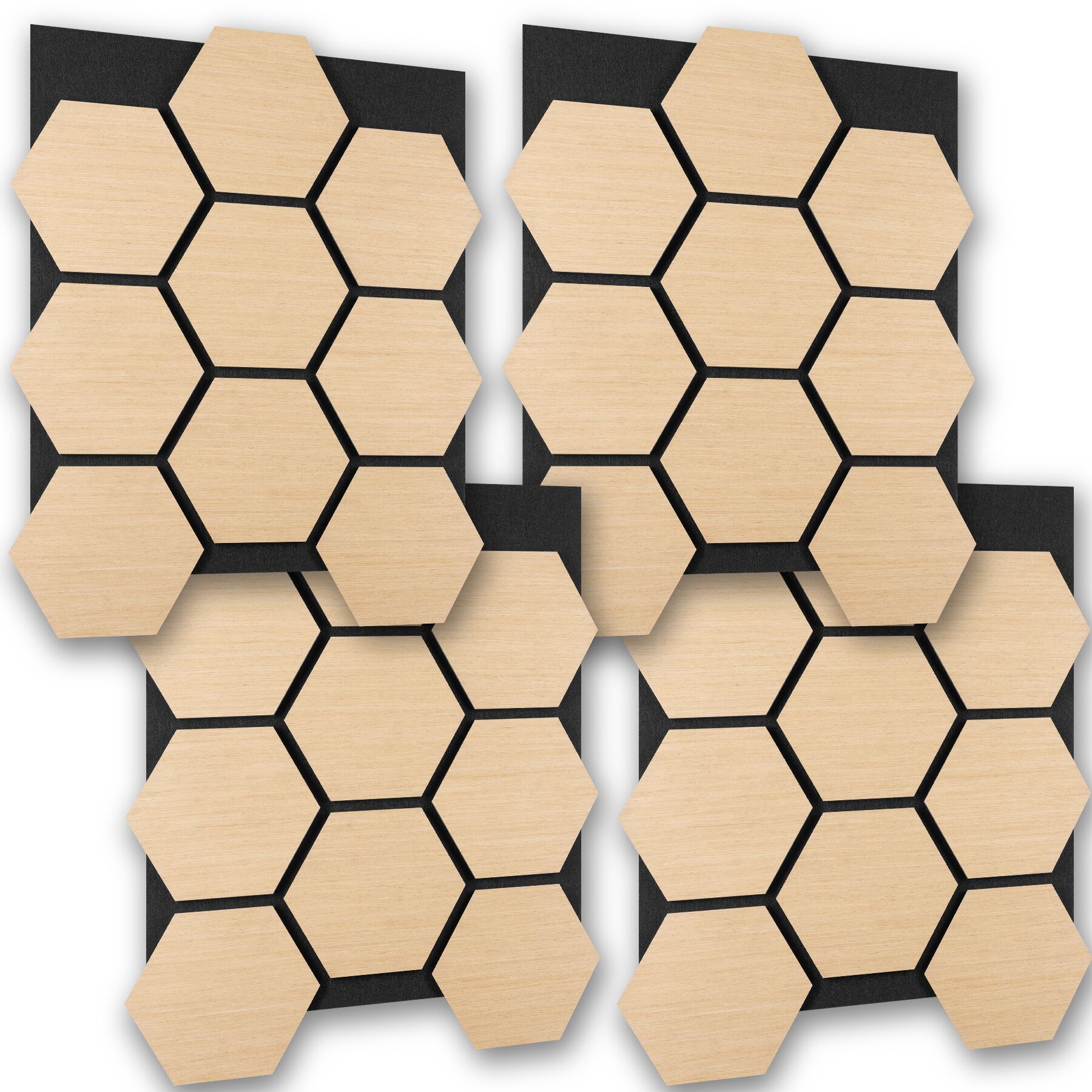 Tectake 4 paneles de pared, mdf, fieltro absorbente, 76x62x1,8 cm, roble