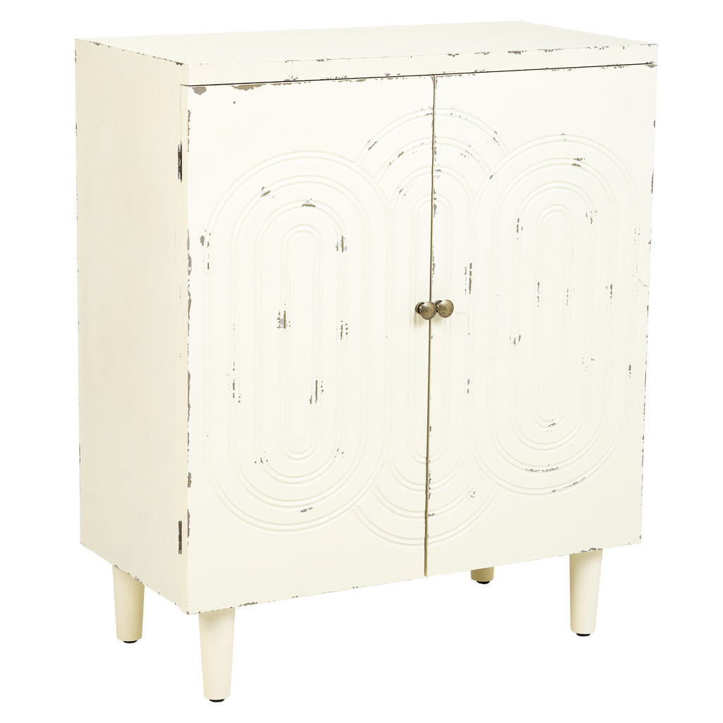 Aparador de madera de 2 puertas, color blanco, medidas 35x70x84cm