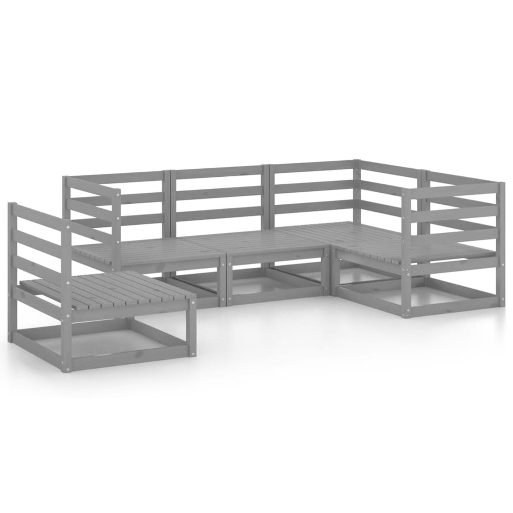 vidaXL muebles de jardín 5 piezas gris madera de pino maciza