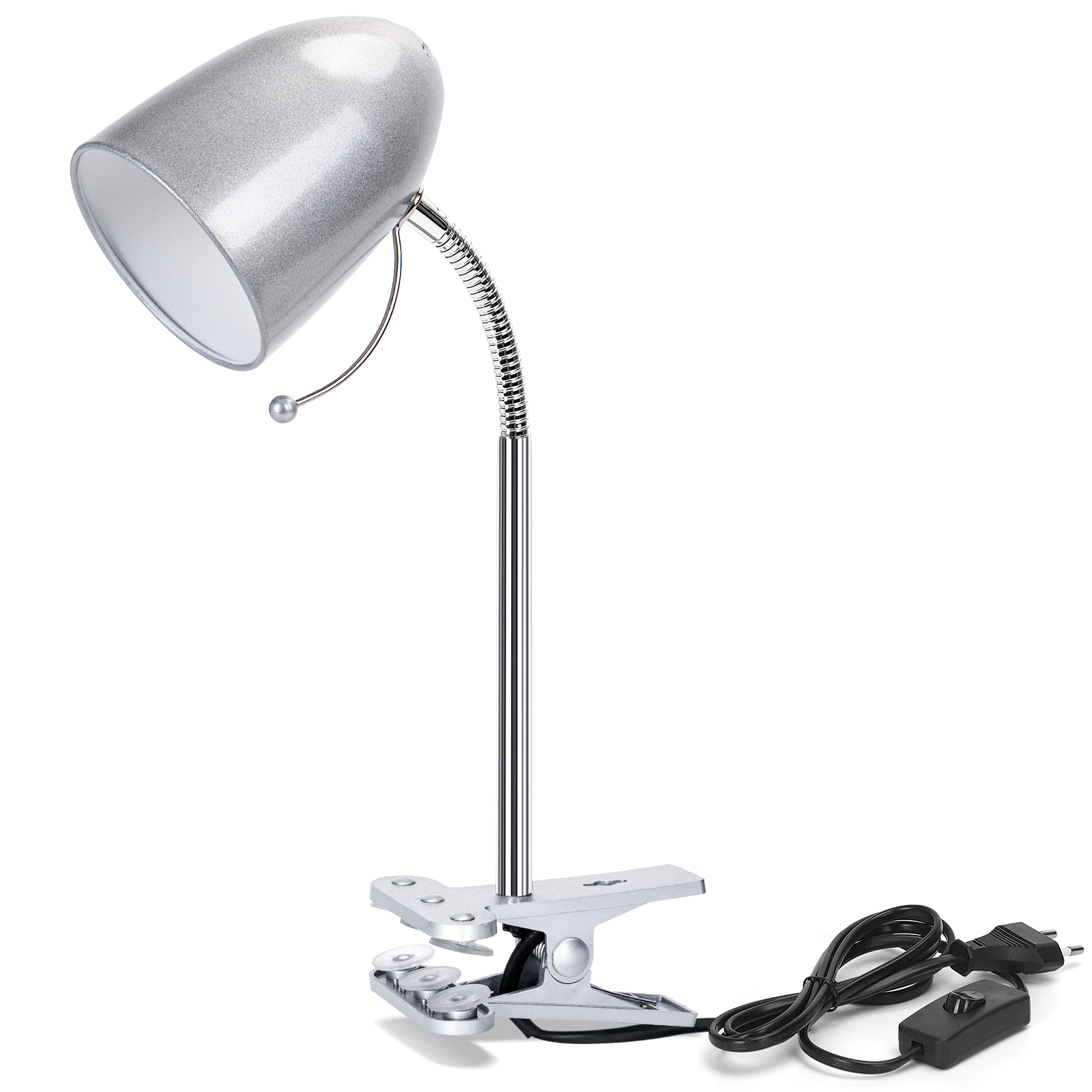 Aigostar lámpara escritorio con pinza retro, E27, cable 153cm, plata