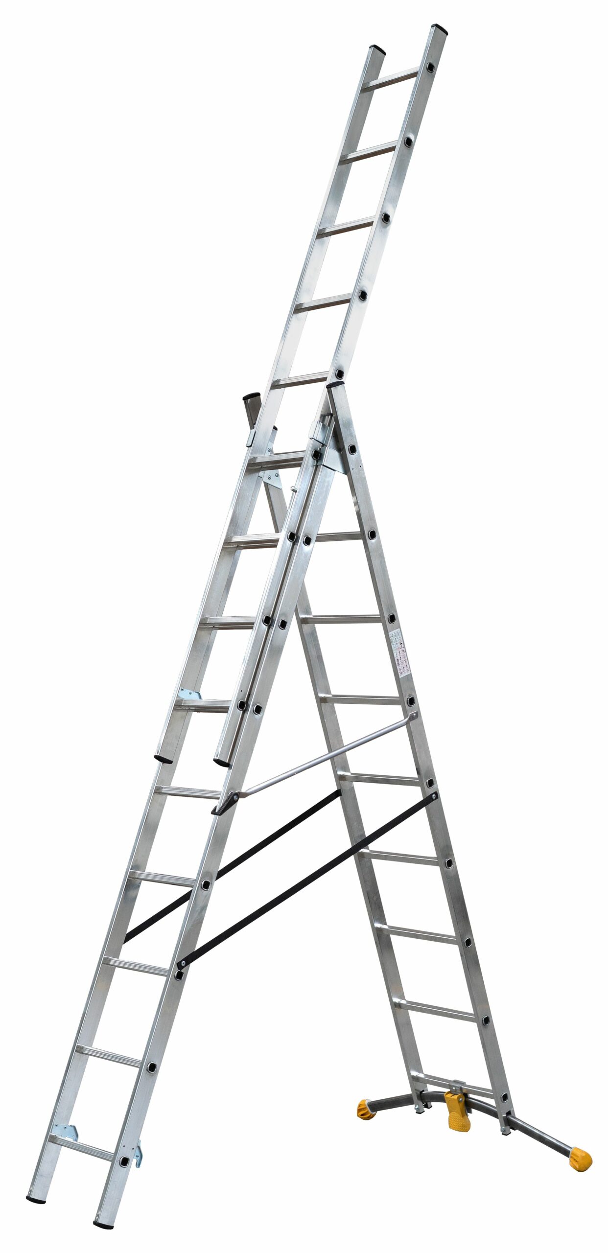 Hailo-1420-801-escalera combinada de 3 tramos con estabilizador curvo