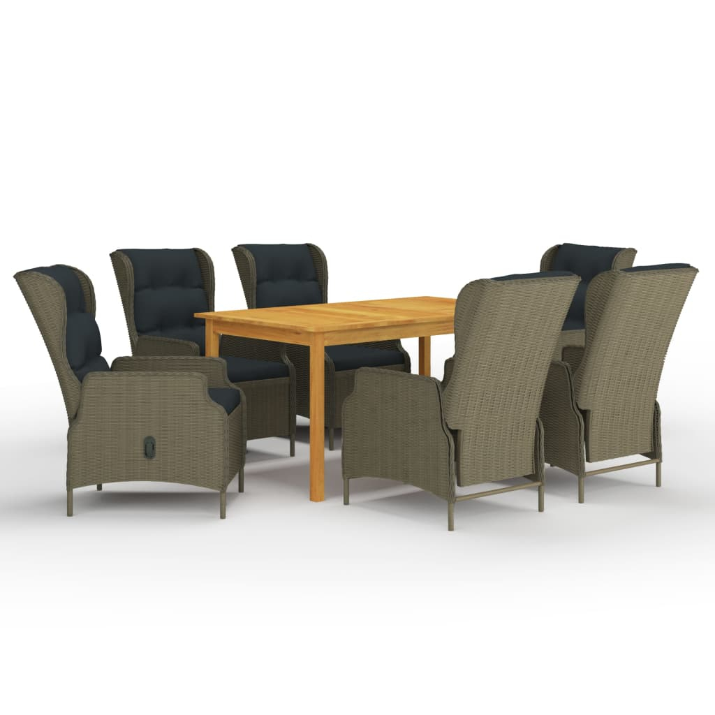 vidaXL juego de comedor para jardín 7 piezas marrón