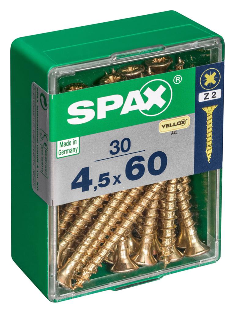 Caja 30 unid. Tornillo madera cabeza plana yellox 4,5x60mm