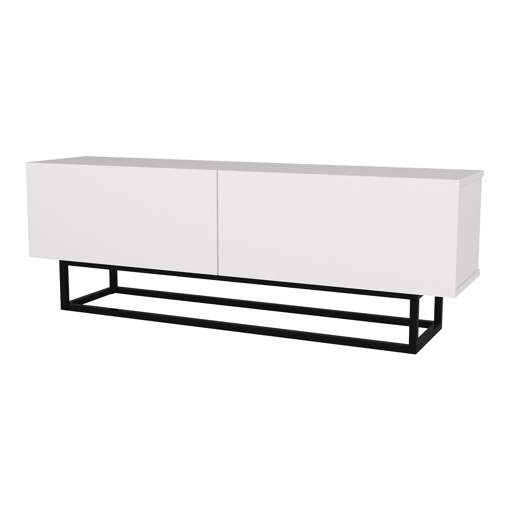 Mueble de tv nolven con 2 puertas base corta 135x32x47 cm blanco [en.casa]