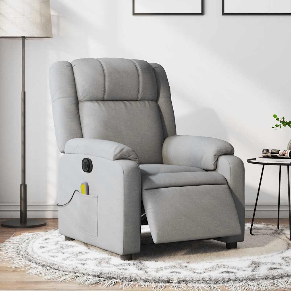 Sillón reclinable de masaje eléctrico tela gris claro qweo3629