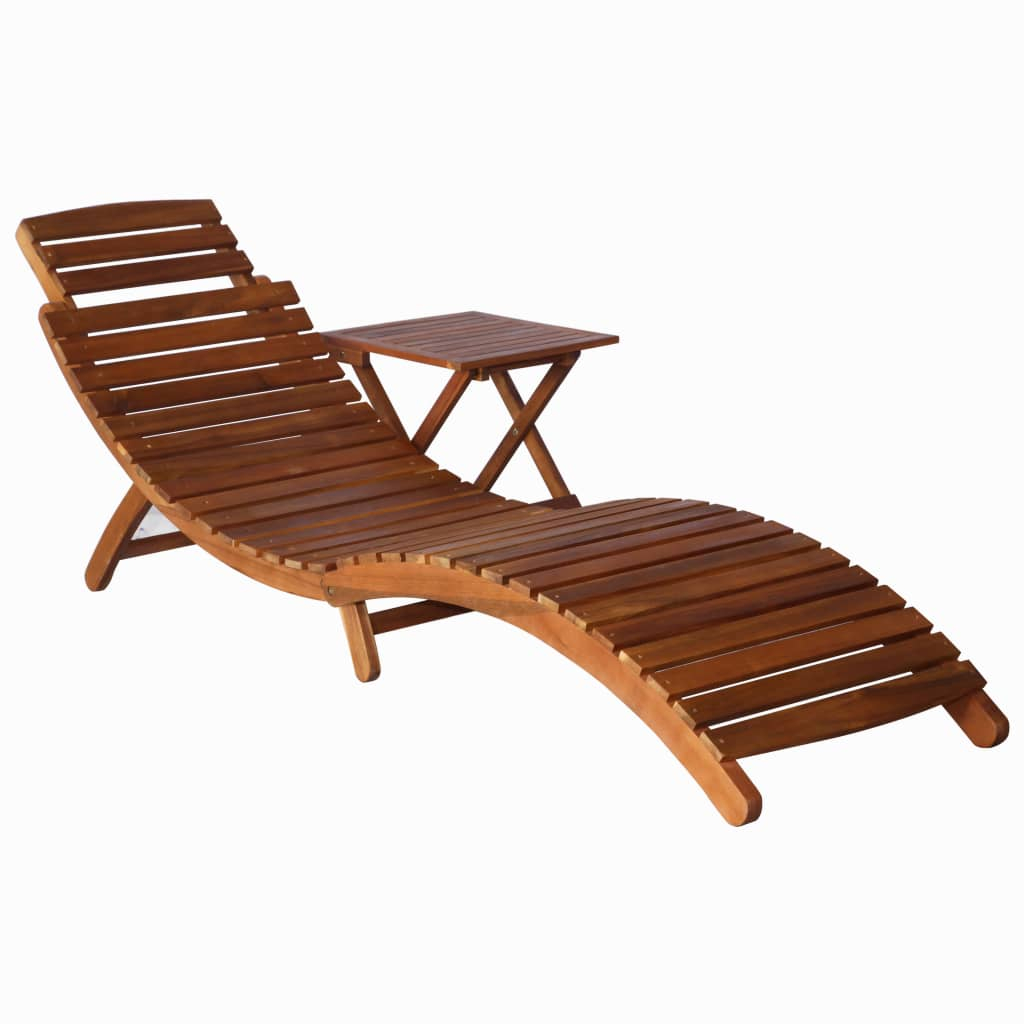 vidaXL tumbona con mesa madera maciza de acacia marrón