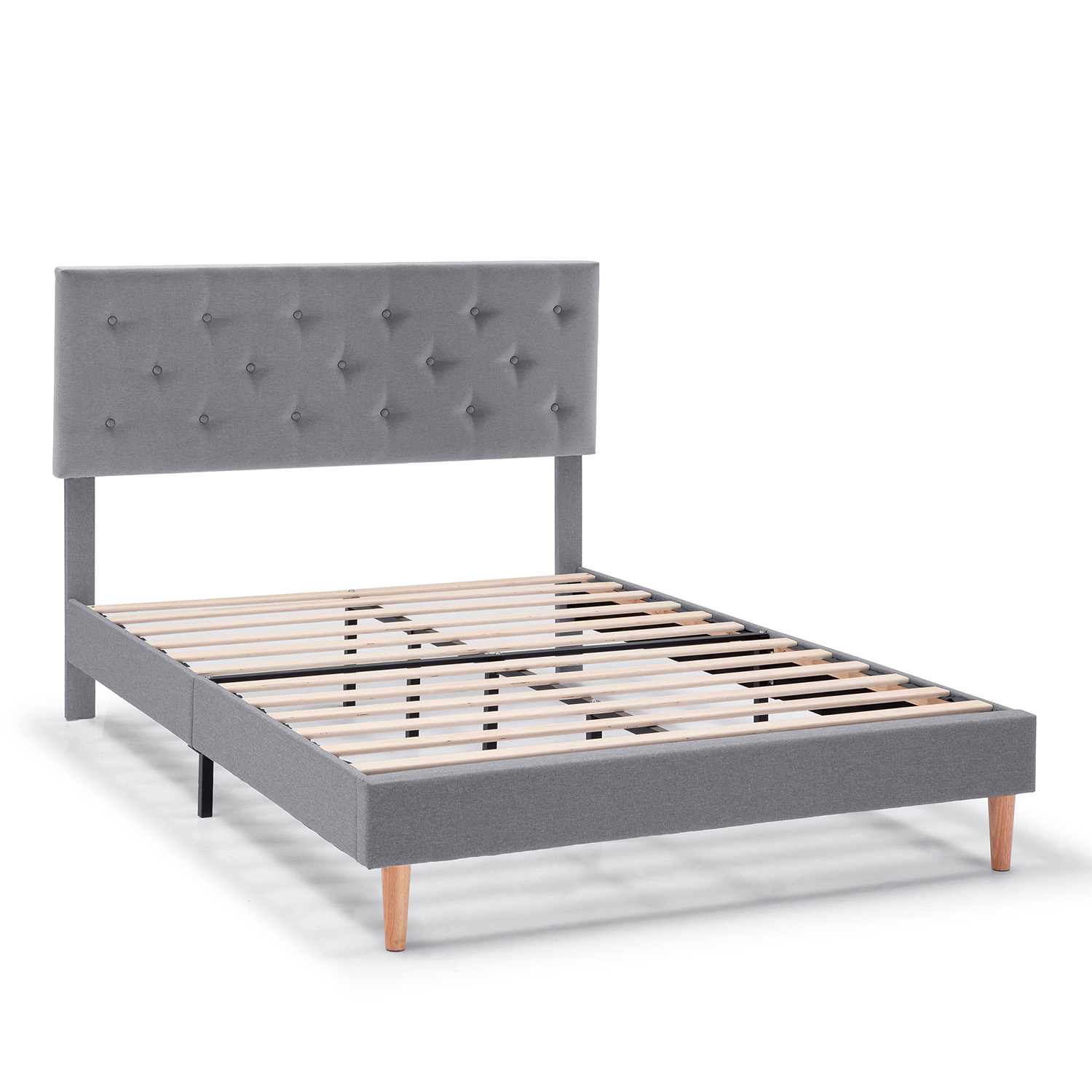 Estructura de cama tapizada rosi de 30 cm, 150x190 cm, gris oscuro