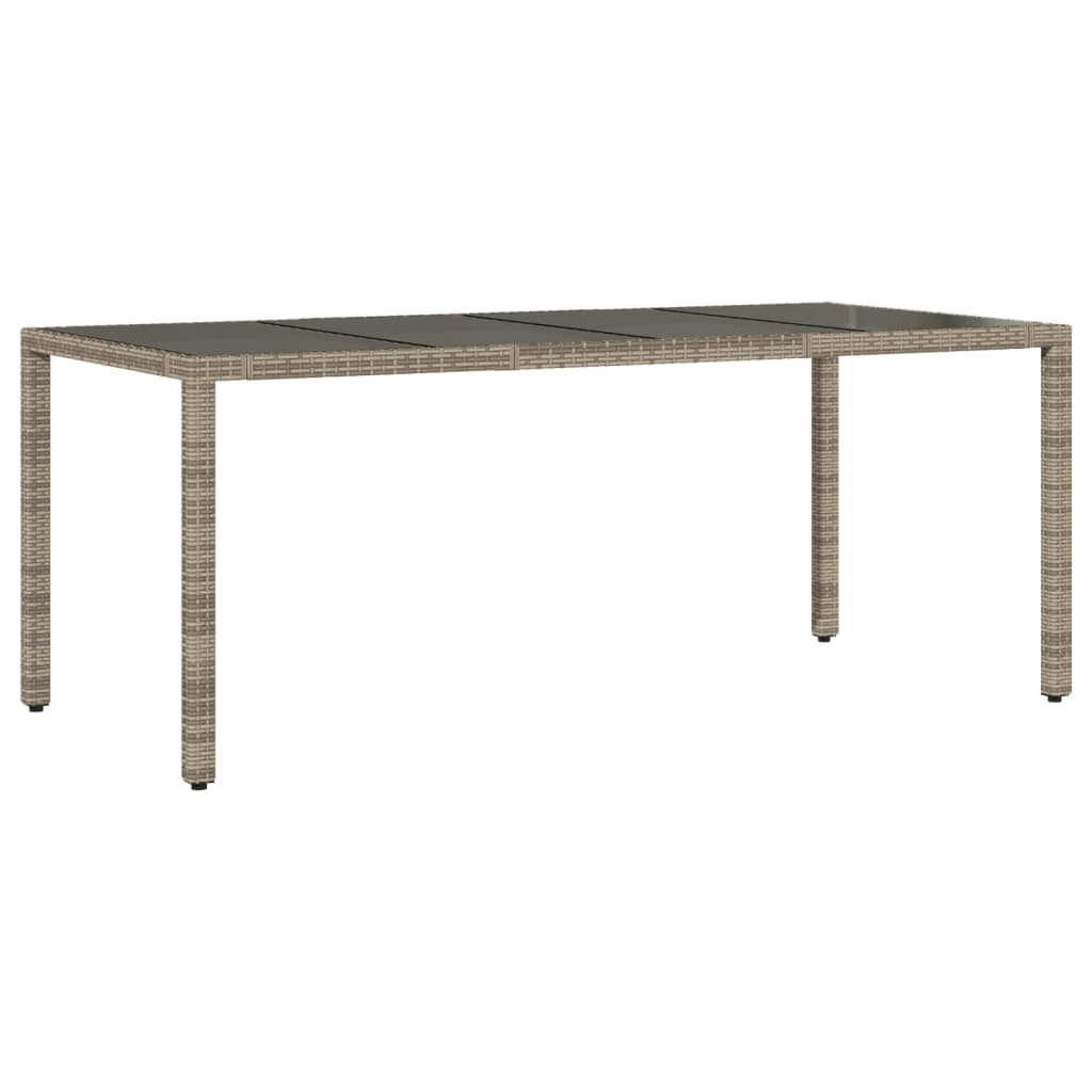 vidaXL mesa de jardín superficie de vidrio ratán pe gris 190x90x75 cm