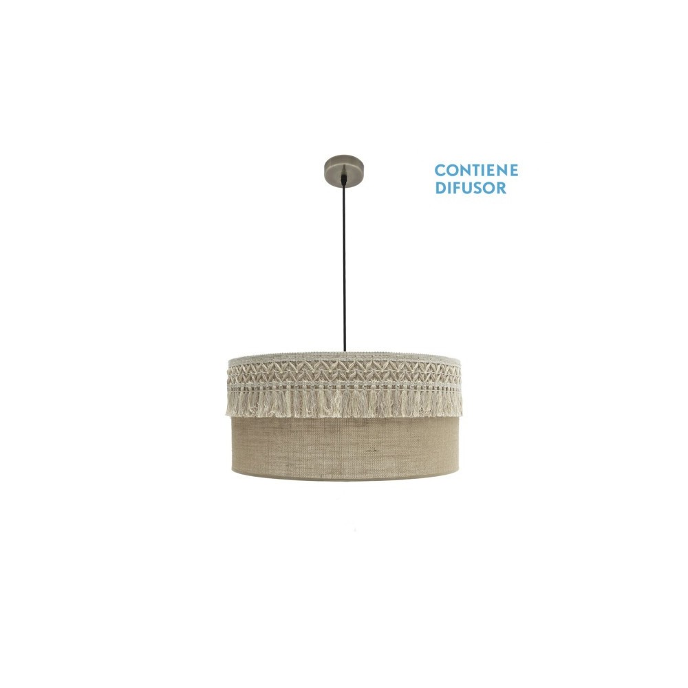 CoLGante ekaterina 3xE27 cuero/saco regx60x60 cm con pasamaneria